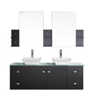 Virtu USA Clarissa 61" Double Bathroom Vanity with Aqua Tempered Glass Top and Square Sink