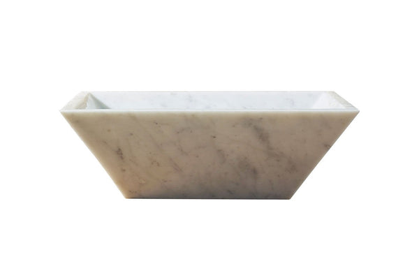 Virtu USA Helios Natural Stone Bathroom Vessel Sink in Bianco Carrara Marble