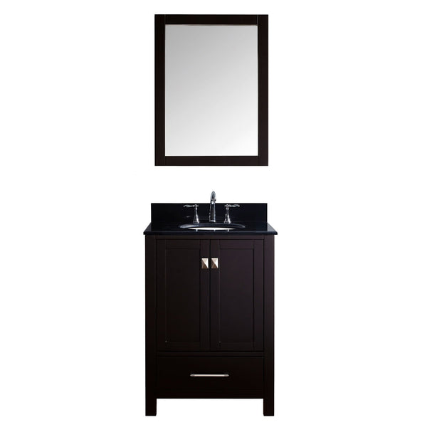 Virtu USA Caroline Avenue 24" Single Bathroom Vanity with Black Galaxy Granite Top