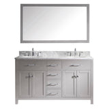 Virtu USA Caroline 60" Double Bathroom Vanity with Marble Top