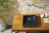 Virtu USA Neril Natural Stone Bathroom Vessel Sink in Shanxi Black Granite