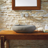 Virtu USA Cora Natural Stone Bathroom Vessel Sink in Andesite Granite