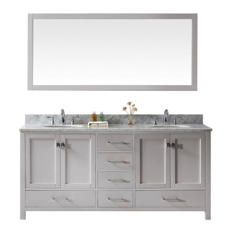 Virtu USA Caroline Avenue 72" Double Bathroom Vanity with Marble Top