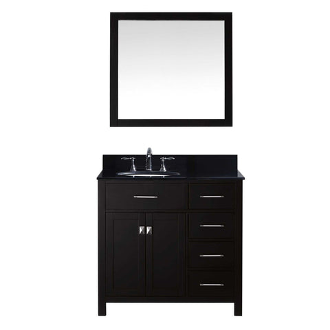 Virtu USA Caroline Parkway 36" Single Bathroom Vanity with Black Galaxy Granite Top - Right Offset