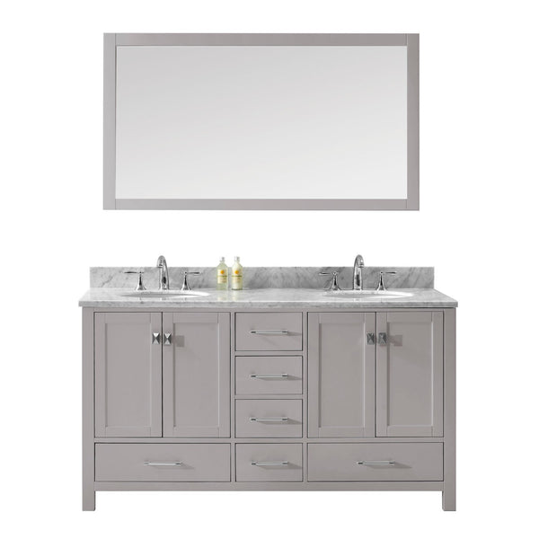 Virtu USA Caroline Avenue 60" Double Bathroom Vanity with Marble Top
