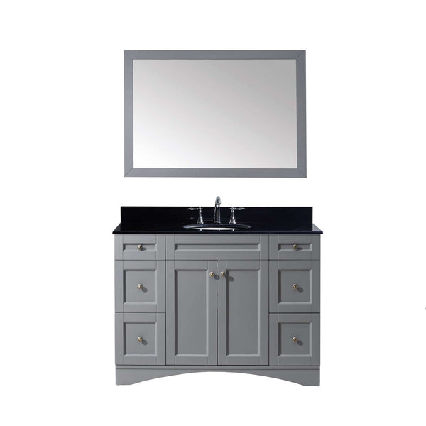 Virtu USA Elise 48" Single Bathroom Vanity  with Black Galaxy Granite Top & Mirror