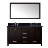 Virtu USA Caroline Avenue 60" Double Bathroom Vanity Black Galaxy Granite Top