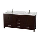 Wyndham Collection Sheffield 72" Double Bathroom Vanity with Square Sinks
