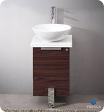 Fresca Adour 16" Dark Walnut Modern Bathroom Cabinet w/ Top & Vessel Sink
