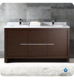 Fresca Allier 60" Wenge Brown Modern Double Sink Bathroom Cabinet w/ Top & Sinks