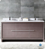 Fresca Allier 72" Gray Oak Modern Double Sink Bathroom Cabinet w/ Top & Sinks