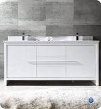 Fresca Allier 72" White Modern Double Sink Bathroom Cabinet w/ Tops
