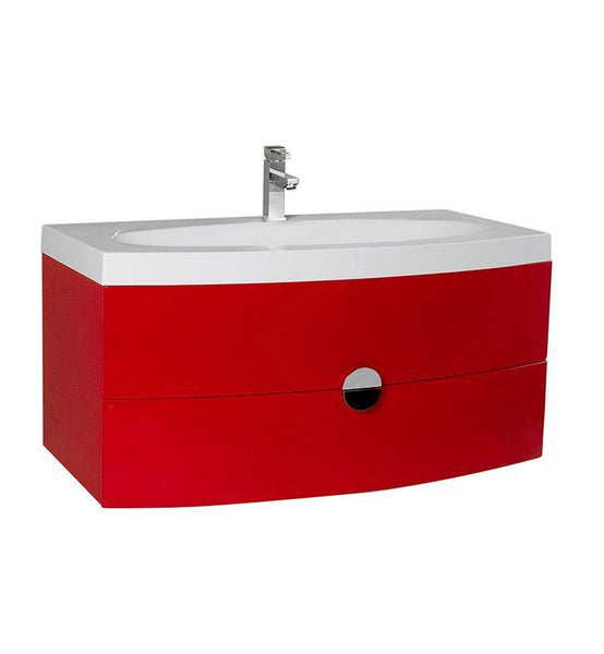 Fresca Energia 36" Red Modern Bathroom Cabinet w/ Integrated Sink