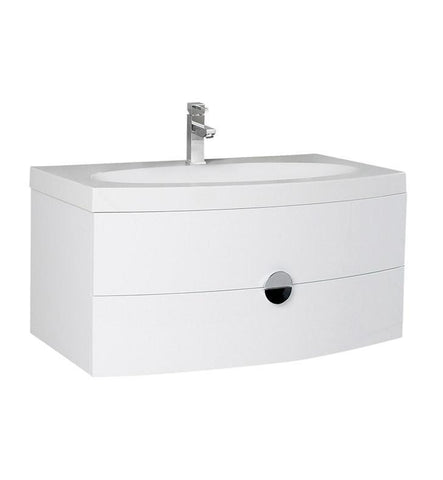 Fresca Energia White Modern Bathroom Cabinet w/ Integrated Sink