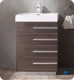 Fresca Livello 24" Gray Oak Modern Bathroom Cabinet w/ Integrated Sink