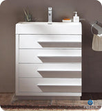 Fresca Livello 24" White Modern Bathroom Cabinet w/ Integrated Sink