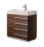 Fresca Livello 30" Walnut Modern Bathroom Cabinet w/ Integrated Sink