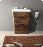Fresca Milano 26" Rosewood Modern Bathroom Cabinet w/ Integrated Sink