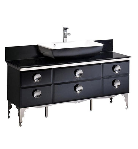 Fresca Moselle 59" Modern Glass Bathroom Cabinet w/ Top & Vessel Sink