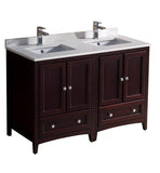 Fresca Oxford 48" Mahogany Traditional Double Sink Bathroom Cabinets w/ Top & Sinks