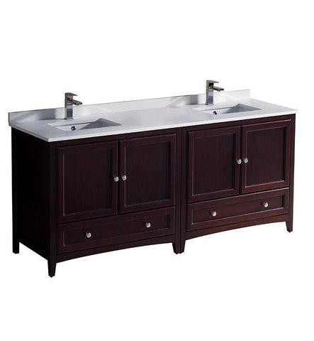 Fresca Oxford 72" Mahogany Traditional Double Sink Bathroom Cabinets w/ Top & Sinks