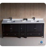 Fresca Oxford 84" Espresso Traditional Double Sink Bathroom Cabinets