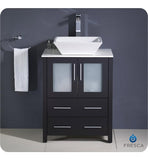 Fresca Torino 24" Espresso Modern Bathroom Cabinet w/ Top &Vessel Sink