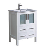 Fresca Torino 24" White Modern Bathroom Cabinet w/ Top & Integrated Sink