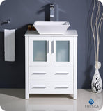 Fresca Torino 24" White Modern Bathroom Cabinet w/ Top & Vessel Sink