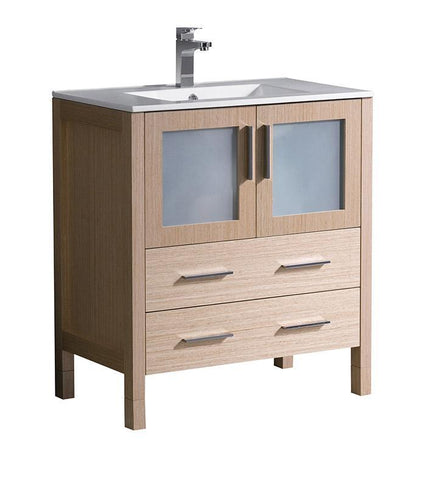 Fresca Torino 30" Light Oak Modern Bathroom Cabinet w/ Integrated Sink