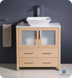 Fresca Torino 30" Light Oak Modern Bathroom Cabinet w/ Top & Vessel Sink