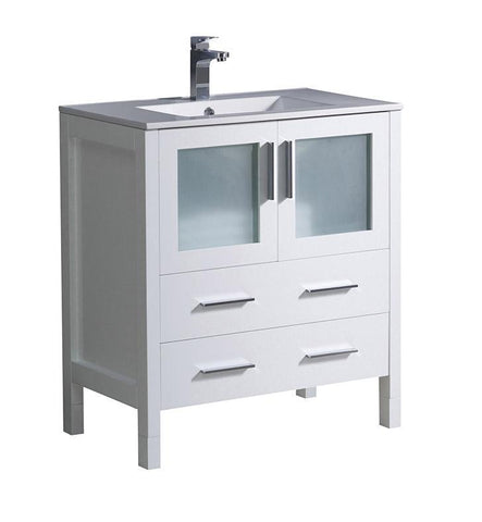 Fresca Torino 30" White Modern Bathroom Cabinet w/ Integrated Sink