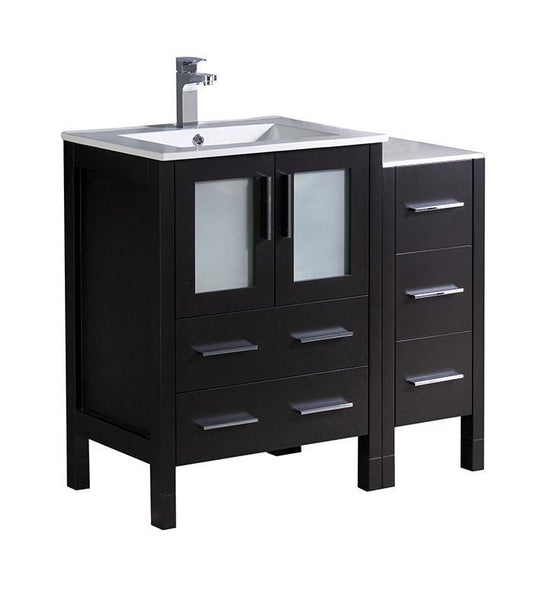 Fresca Torino 36" Espresso Modern Bathroom Cabinets w/ Integrated Sink