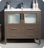 Fresca Torino 36" Gray Oak Modern Bathroom Cabinet w/ Integrated Sink