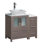 Fresca Torino 36" Gray Oak Modern Bathroom Cabinets w/ Top & Vessel Sink