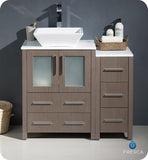 Fresca Torino 36" Gray Oak Modern Bathroom Cabinets w/ Top & Vessel Sink