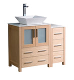 Fresca Torino 36" Light Oak Modern Bathroom Cabinets w/ Top & Vessel Sink