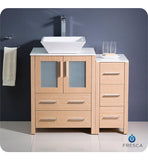 Fresca Torino 36" Light Oak Modern Bathroom Cabinets w/ Top & Vessel Sink