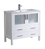 Fresca Torino 36" White Modern Bathroom Cabinet w/ Integrated Sink