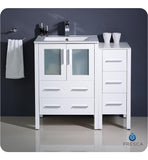 Fresca Torino 36" White Modern Bathroom Cabinets w/ Integrated Sink