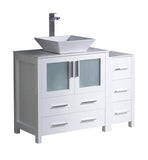 Fresca Torino 42" White Modern Bathroom Cabinets w/ Top & Vessel Sink