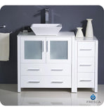 Fresca Torino 42" White Modern Bathroom Cabinets w/ Top & Vessel Sink