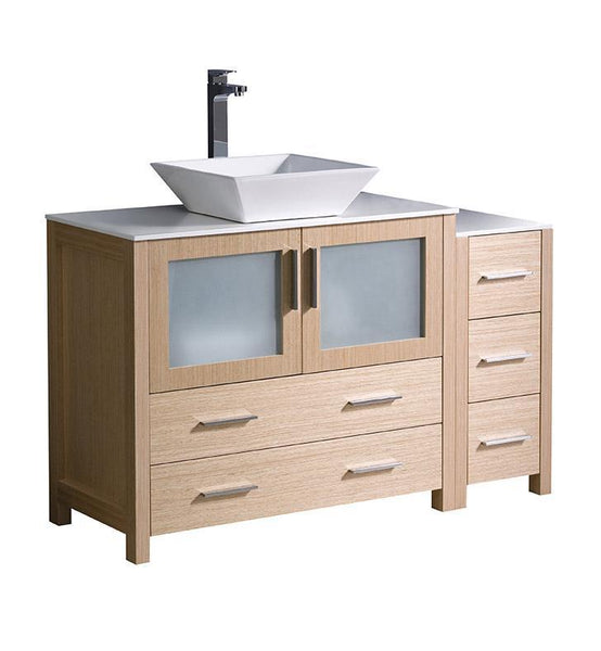 Fresca Torino 48" Light Oak Modern Bathroom Cabinets w/ Top & Vessel Sink