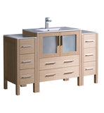 Fresca Torino 54" Light Oak Modern Bathroom Cabinets w/ Top & Integrated Sink