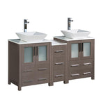 Fresca Torino 60" Gray Oak Modern Double Sink Bathroom Cabinets w/ Tops