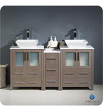 Fresca Torino 60" Gray Oak Modern Double Sink Bathroom Cabinets w/ Tops