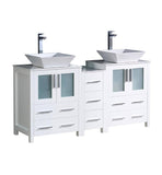 Fresca Torino 60" White Modern Double Sink Bathroom Cabinets w/ Tops