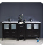Fresca Torino 72" Espresso Double Sink Bathroom Cabinets w/ Integrated Sinks