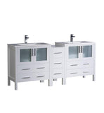 Fresca Torino 72" White Modern Double Sink Bathroom Cabinets w/ Integrated Sinks