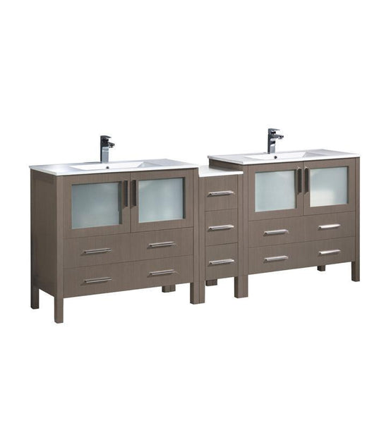 Fresca Torino 84" Gray Oak Modern Double Sink Bathroom Cabinets